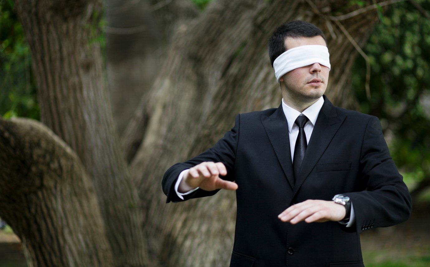 Blindfolded Lost Businessman